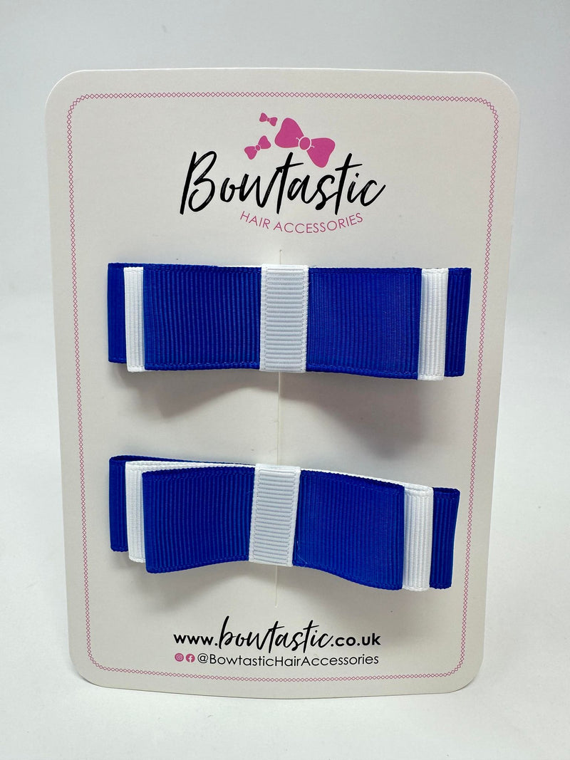 3 Inch Slide Bows - Royal Blue & White - 2 Pack