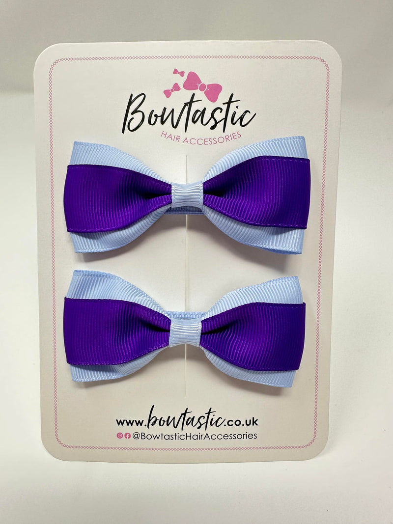 3 Inch Thin Tuxedo Bows - Purple & Bluebell - 2 Pack