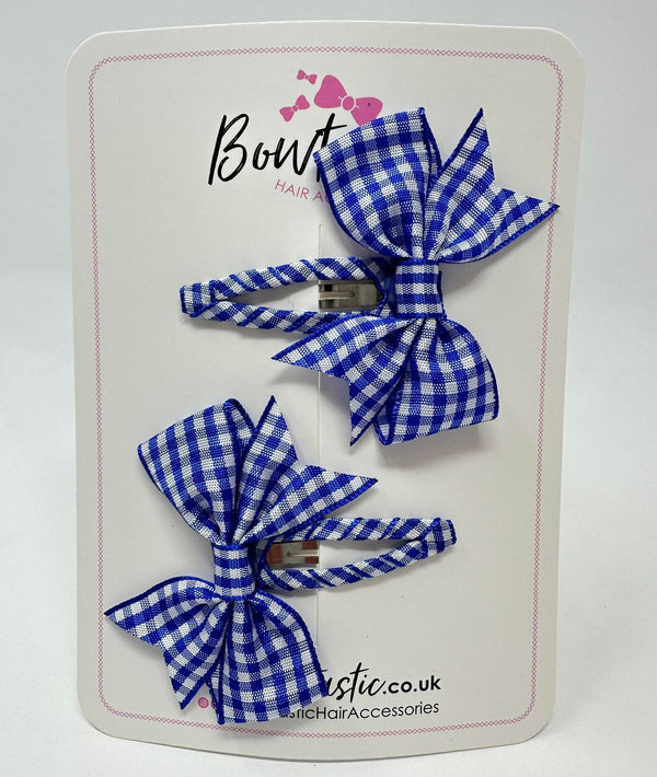 2 Inch Snap Clips - Royal Blue Gingham - 2 Pack