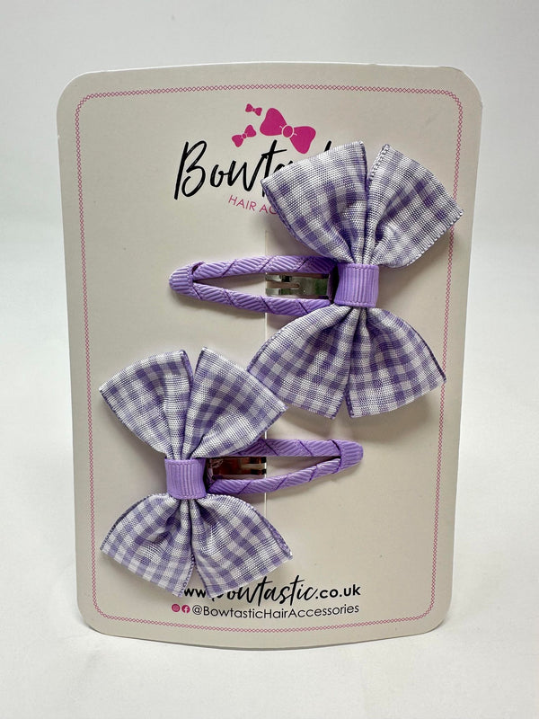 2.5 Inch Butterfly Snap Clips - Lilac Gingham - 2 Pack