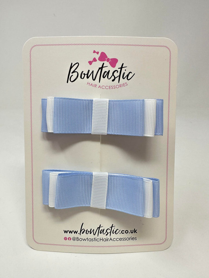 3 Inch Slide Bows - Bluebell & White - 2 Pack