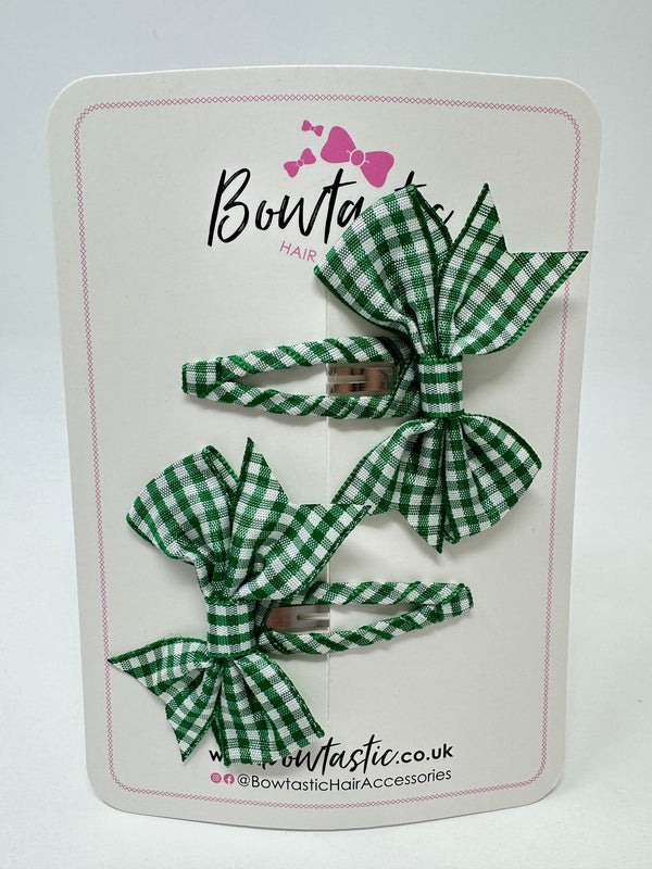 2 Inch Snap Clips - Green Gingham - 2 Pack