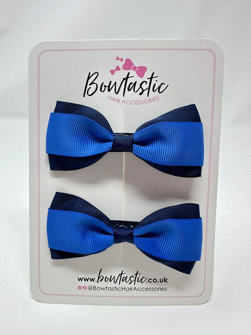 3 Inch Thin Tuxedo Bows - Royal Blue & Navy - 2 Pack