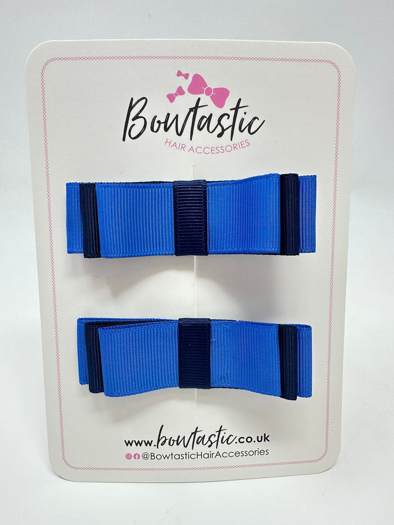 3 Inch Slide Bows - Royal Blue & Navy - 2 Pack