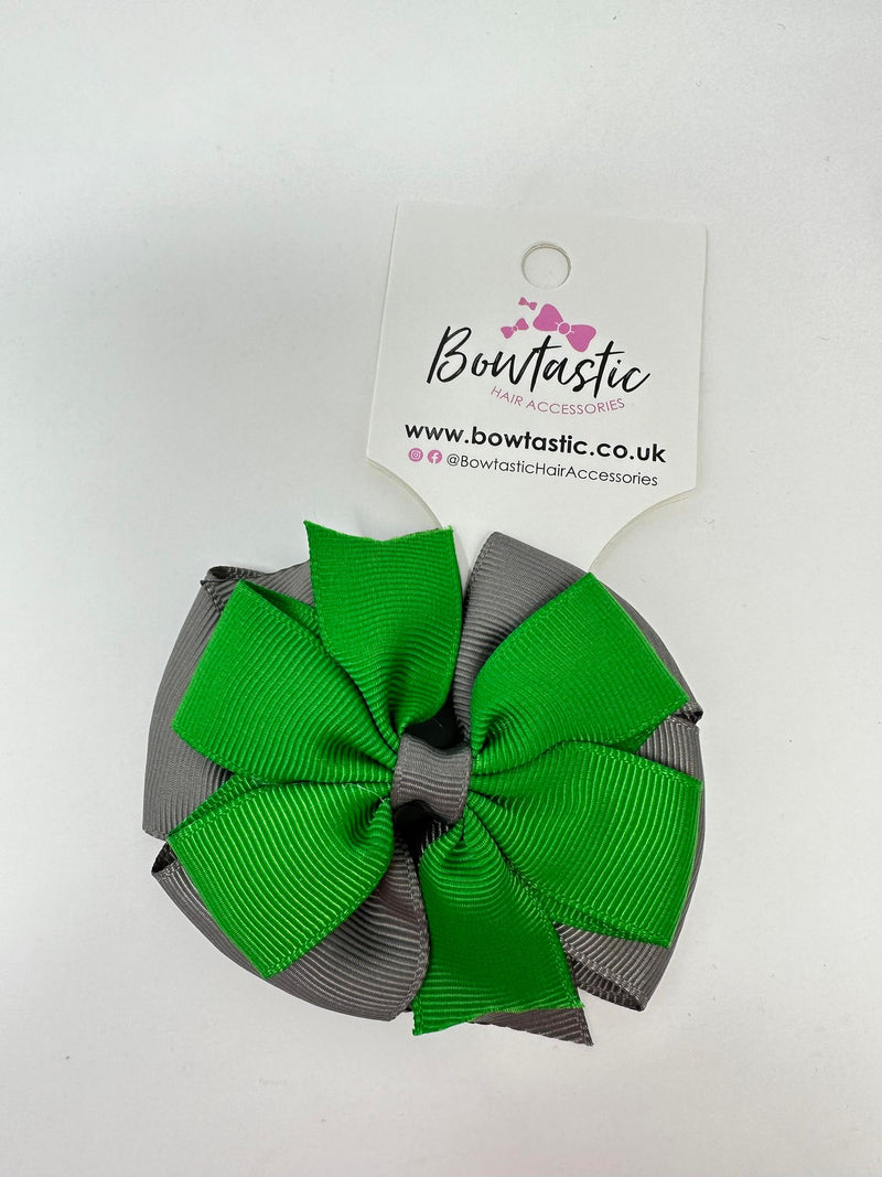 3 Inch Double Pinwheel Thin Elastic - Emerald Green & Metal Grey