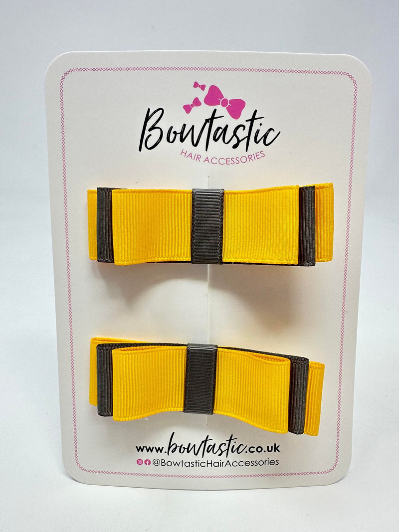 3 Inch Slide Bows - Yellow Gold & Metal Grey - 2 Pack