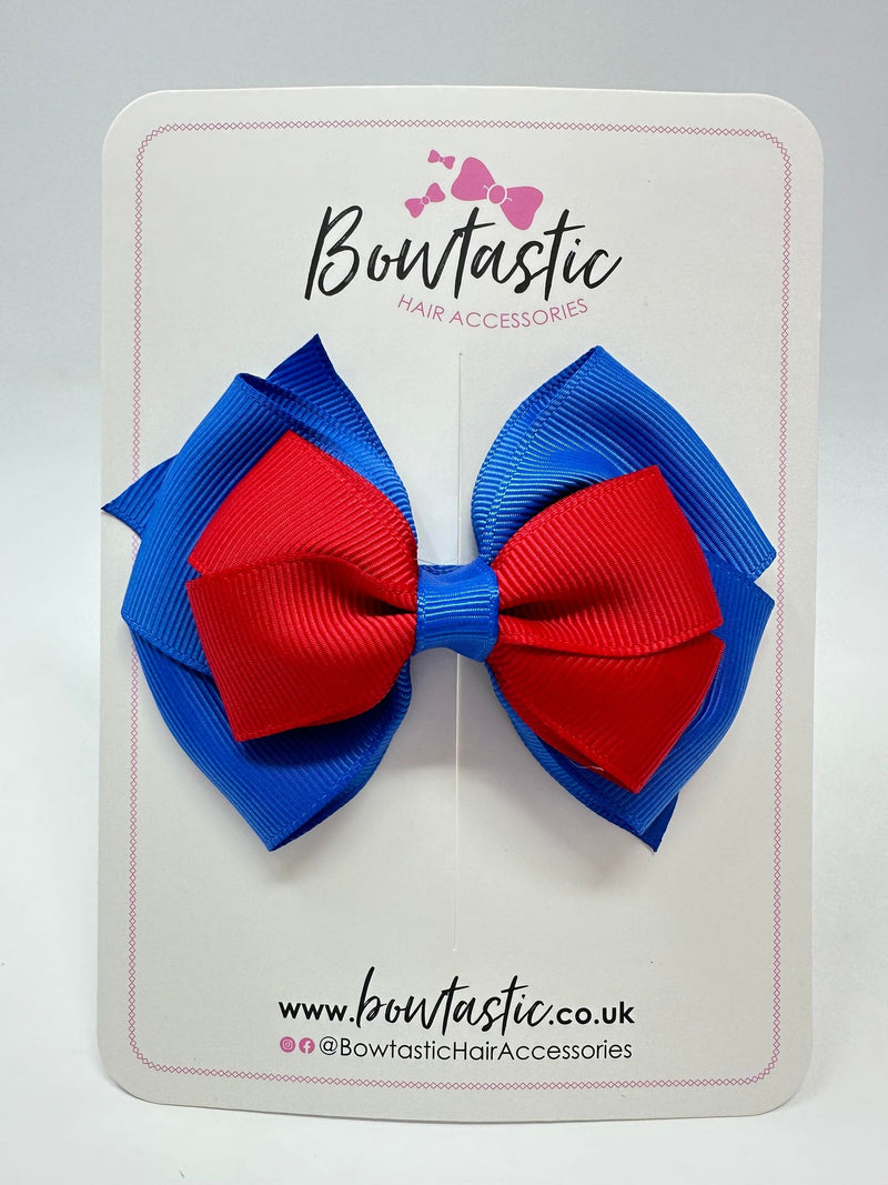 3.75 Inch Layered Bow - Royal Blue & Red