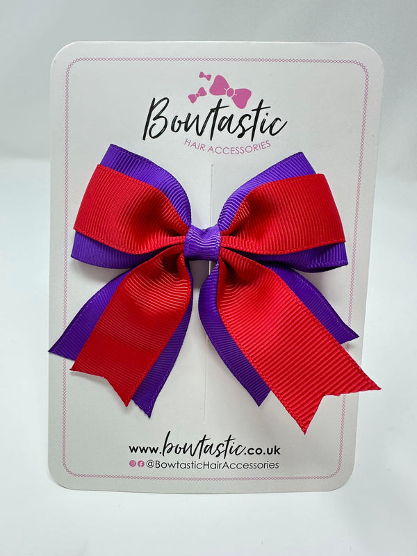 3 Inch Layer Tail Bow - Red & Purple