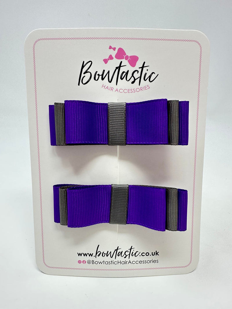 3 Inch Slide Bows - Purple & Metal Grey - 2 Pack