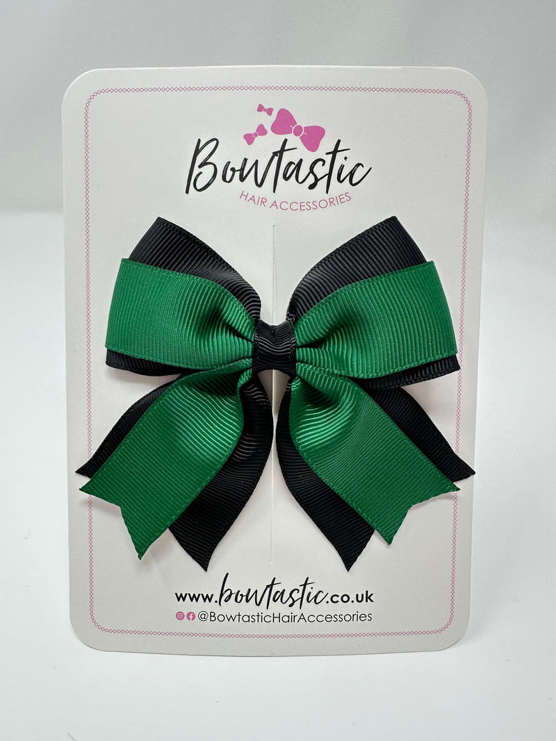 3 Inch Layer Tail Bow - Forest Green & Black