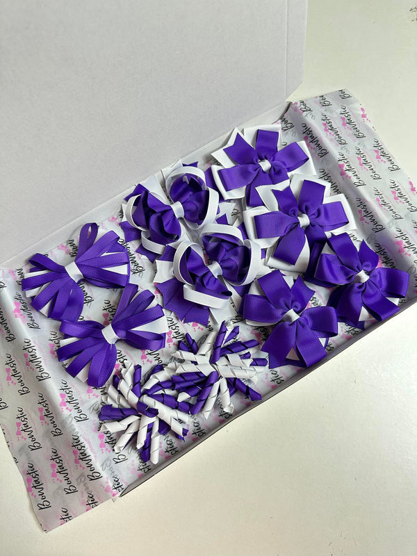 School Bundle - 5 Matching Pairs Clips - Purple & White