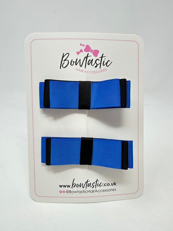 3 Inch Slide Bows - Royal Blue & Black - 2 Pack