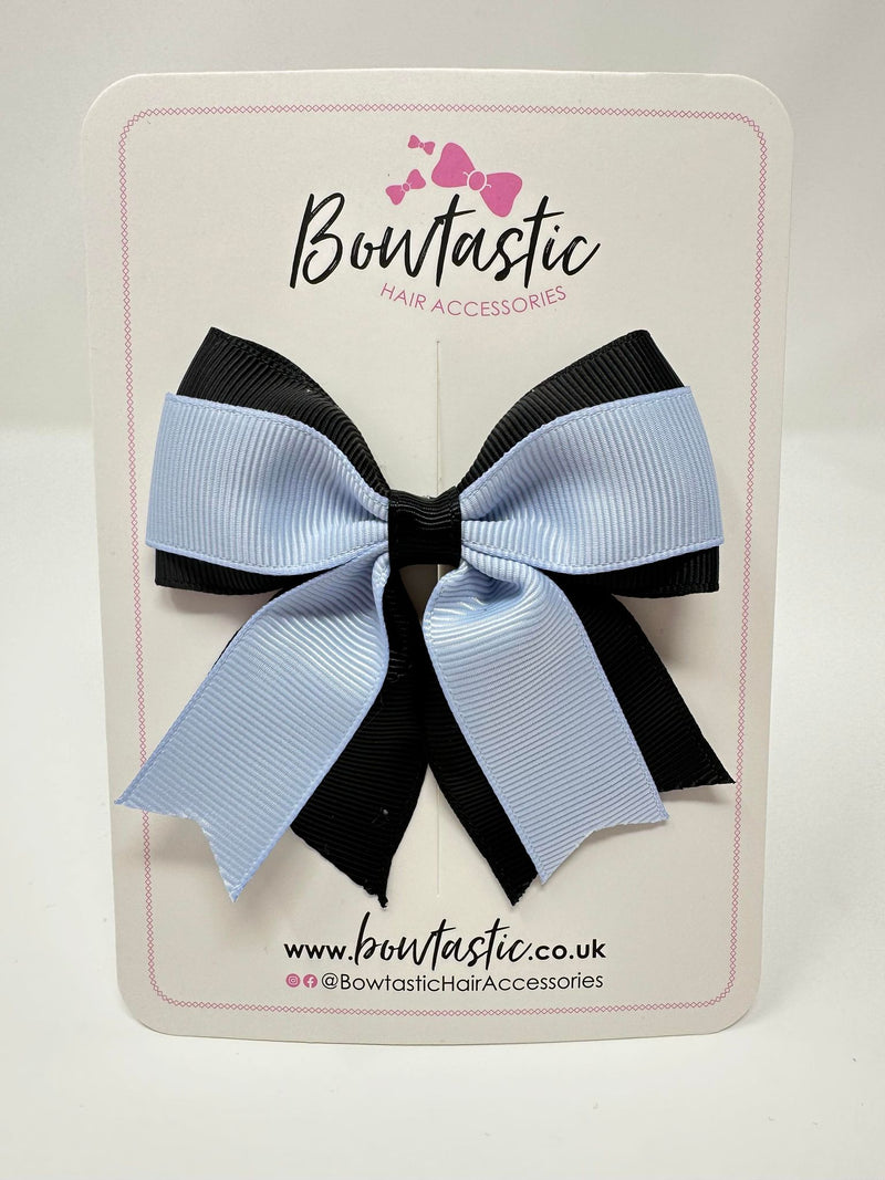 3 Inch Layer Tail Bow - Black & Bluebell