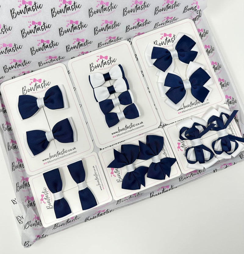 School Bundle - Navy & White - 14 Pack