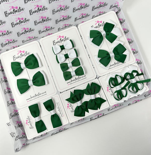School Bundle - Forest Green & White - 14 Pack