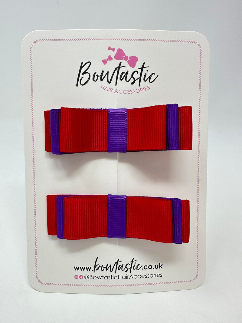 3 Inch Slide Bows - Purple & Red - 2 Pack