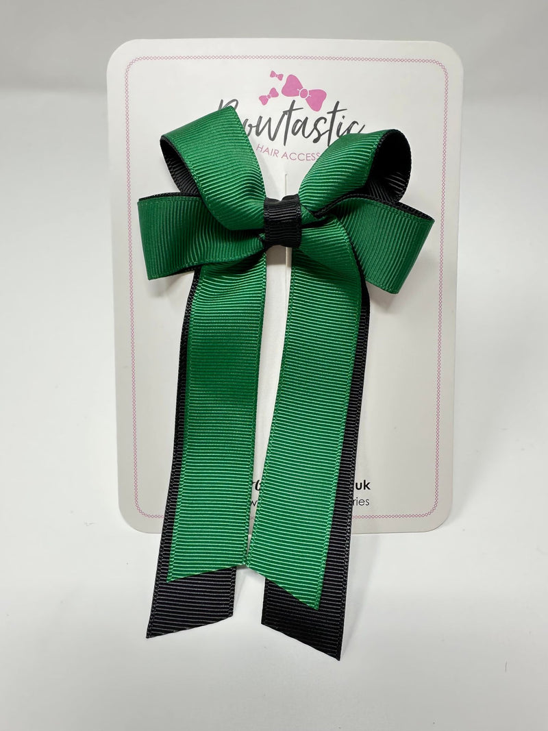 3 Inch Twist Tail Bow - Forest Green & Black