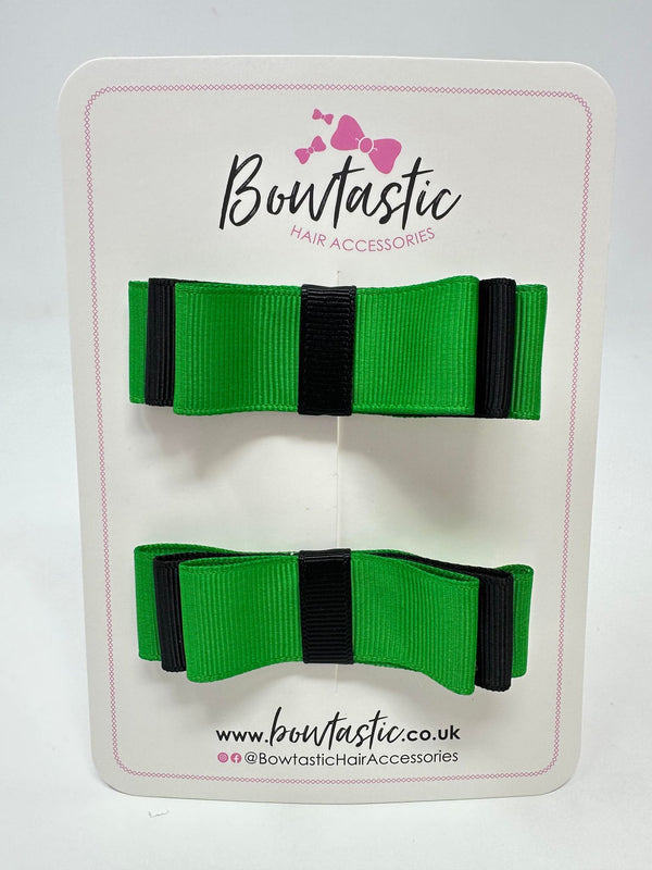 3 Inch Slide Bows - Emerald Green & Black - 2 Pack