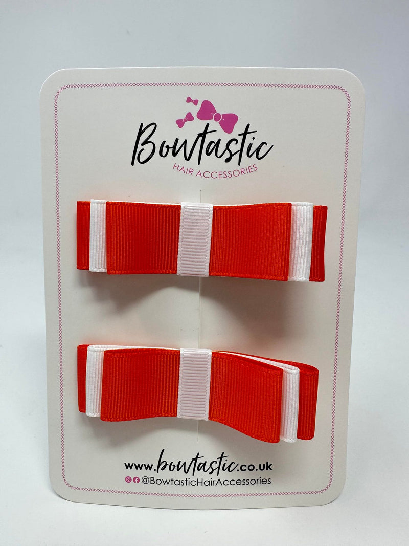 3 Inch Slide Bows - Orange & White - 2 Pack