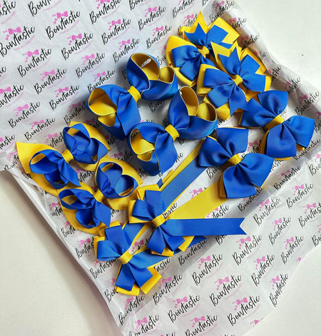 School Bundle - 5 Matching Pairs - Royal Blue & Yellow Gold - Clips