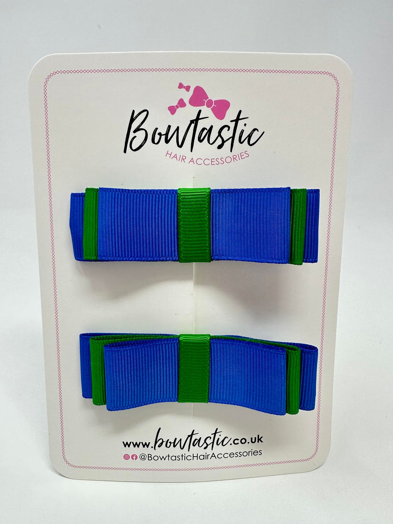 3 Inch Slide Bows - Royal Blue & Emerald Green - 2 Pack