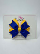 3.5 Inch 2 Layer Bow - Cobalt & Yellow Gold