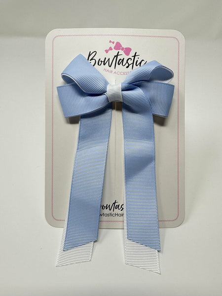 3 Inch Twist Tail Bow - Bluebell & White