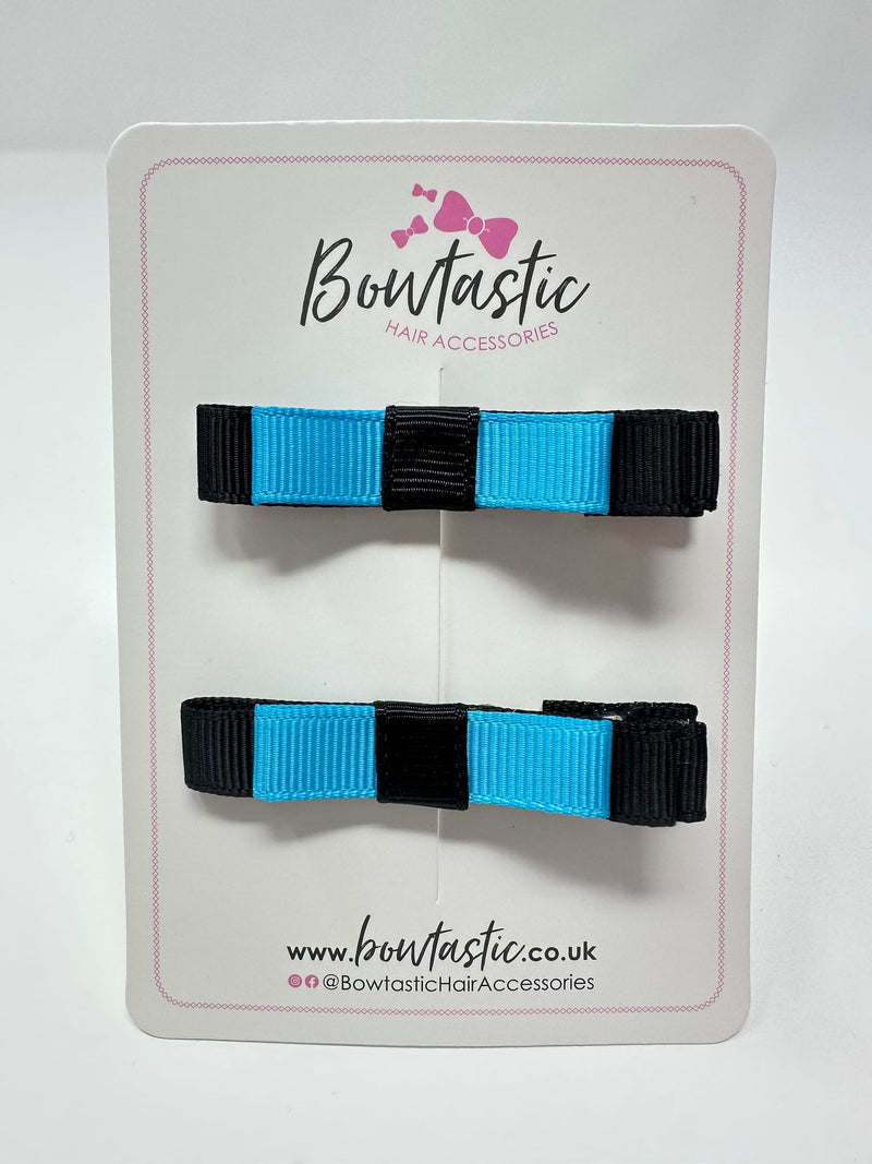 2 Inch Slide Bows - Turquoise & Black - 2 Pack