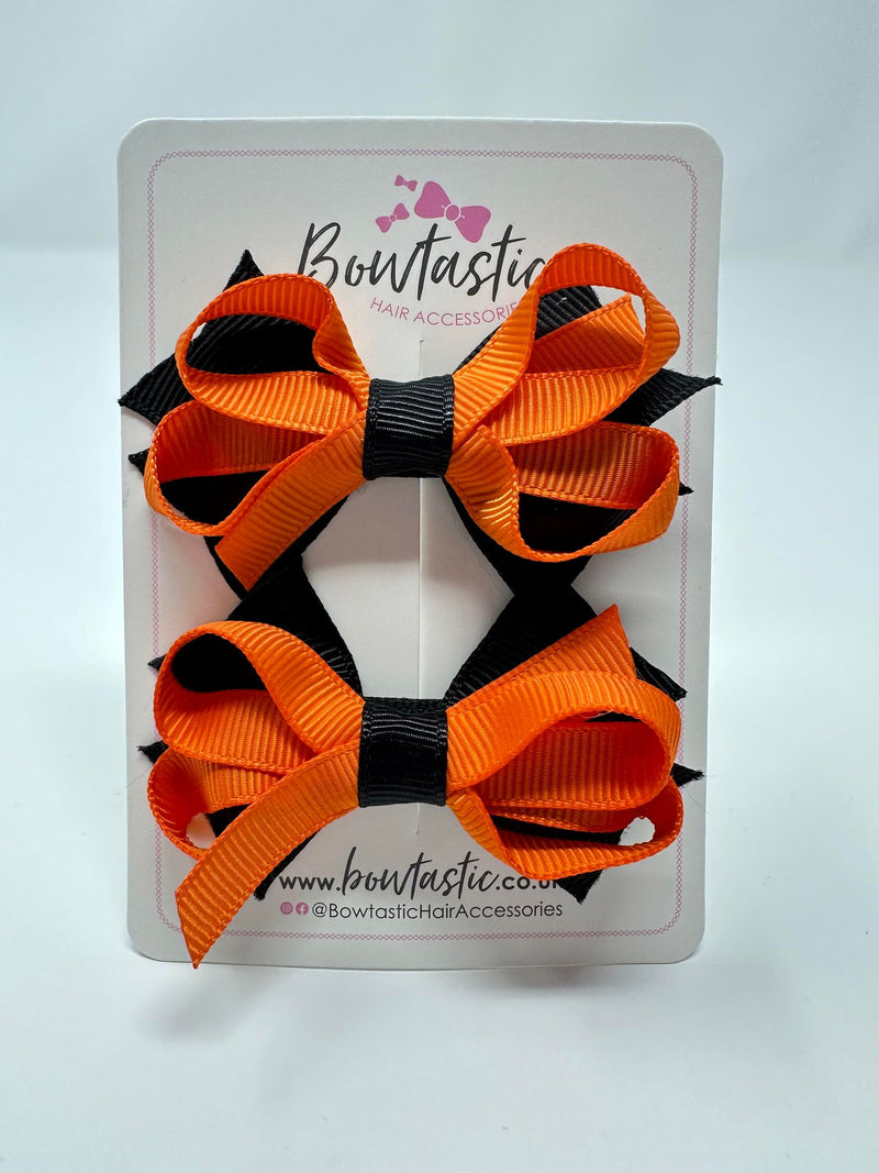 2 Inch Bows - Orange & Black - 2 Pack