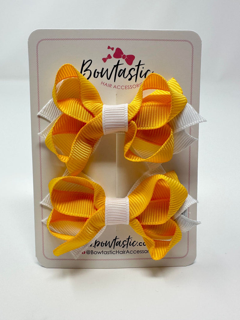 2 Inch Bows - Yellow Gold & White - 2 Pack