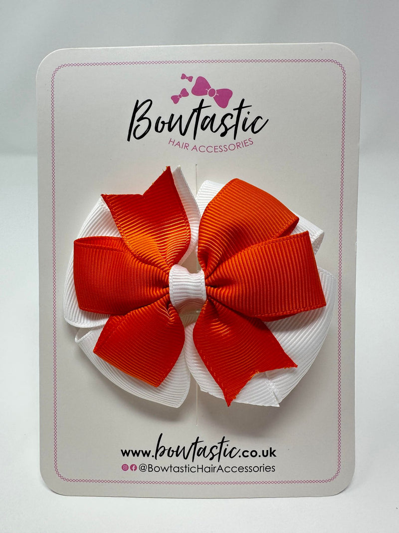 3 Inch Double Pinwheel Bow - Orange & White