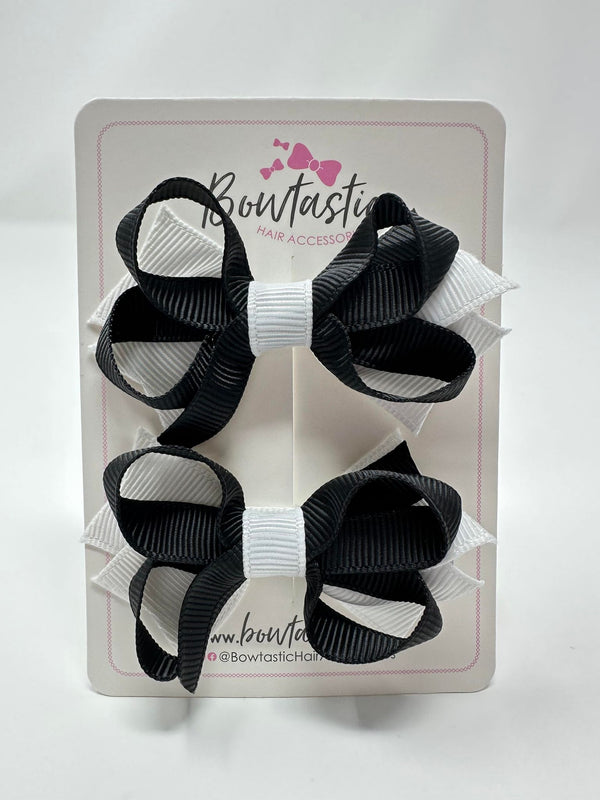 2 Inch Bows - Black & White - 2 Pack