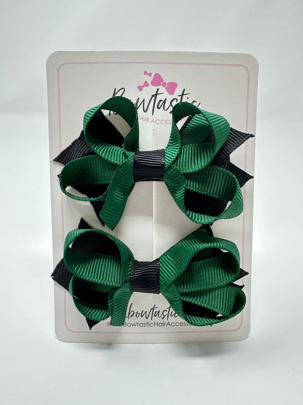 2 Inch Bows - Forest Green & Black - 2 Pack