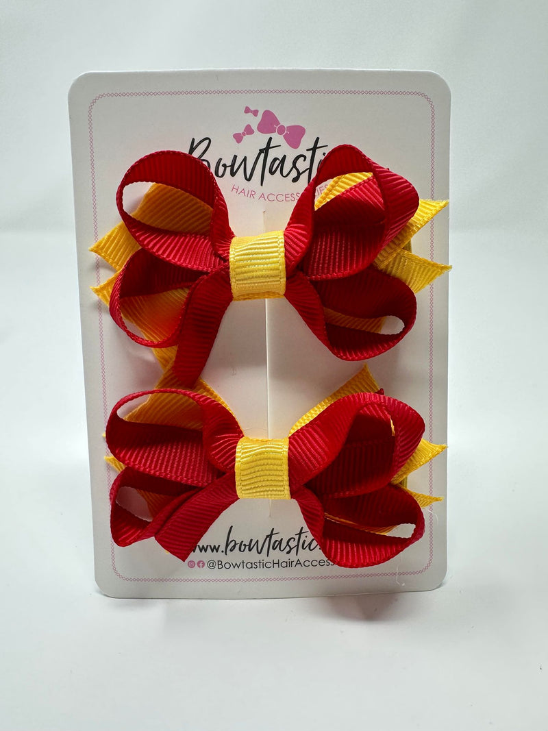 2 Inch Bows - Red & Yellow Gold - 2 Pack