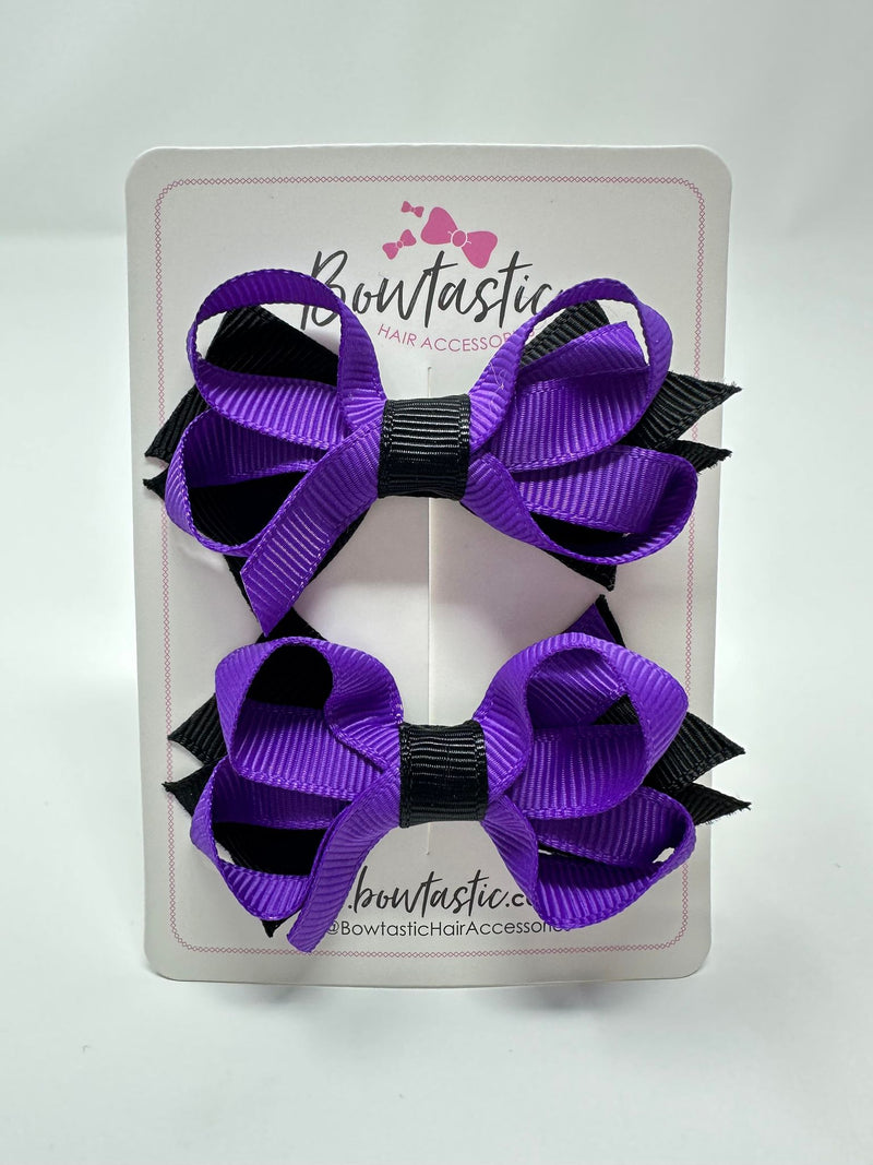 2 Inch Bows - Purple & Black - 2 Pack