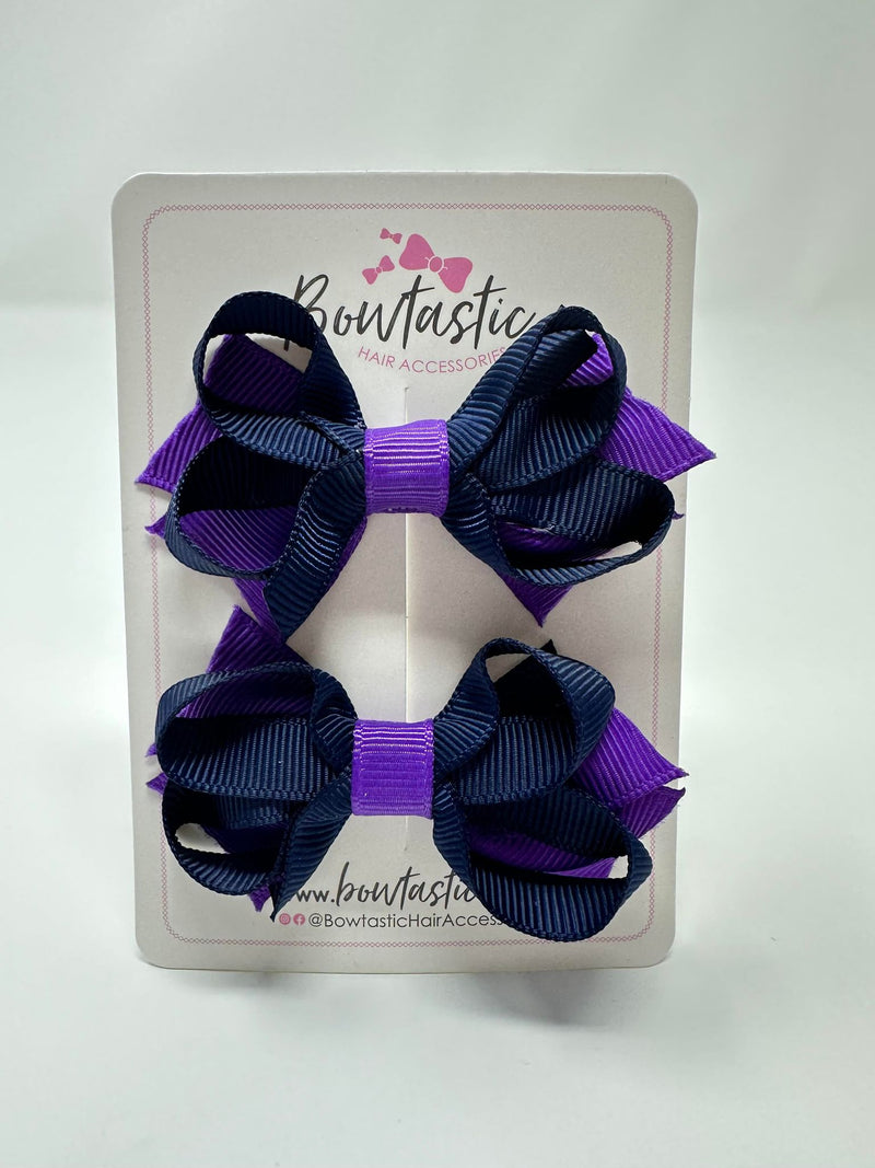 2 Inch Bows - Purple & Navy - 2 Pack