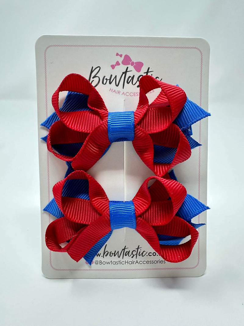 2 Inch Bows - Royal Blue & Red - 2 Pack