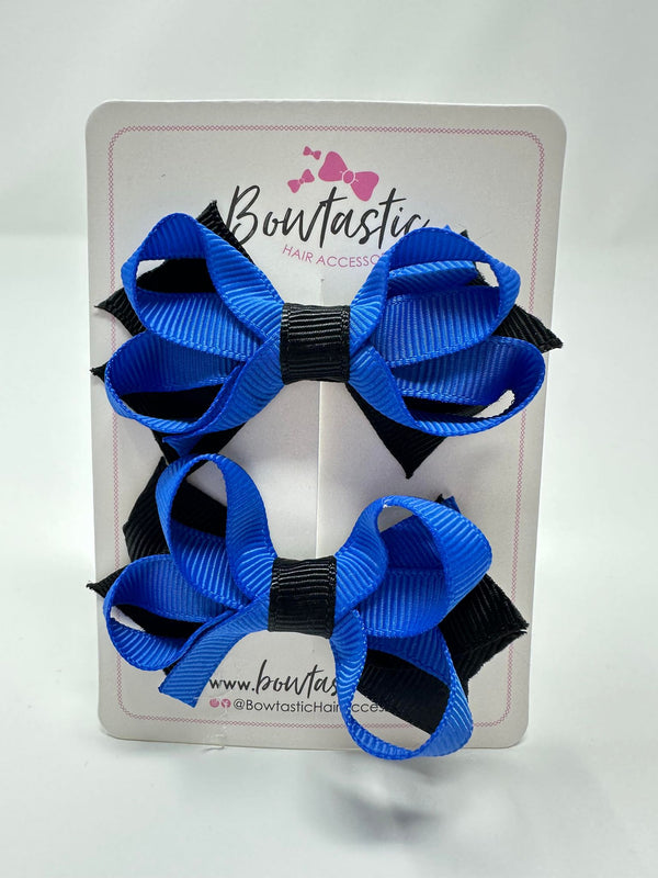 2 Inch Bows - Royal Blue & Black - 2 Pack