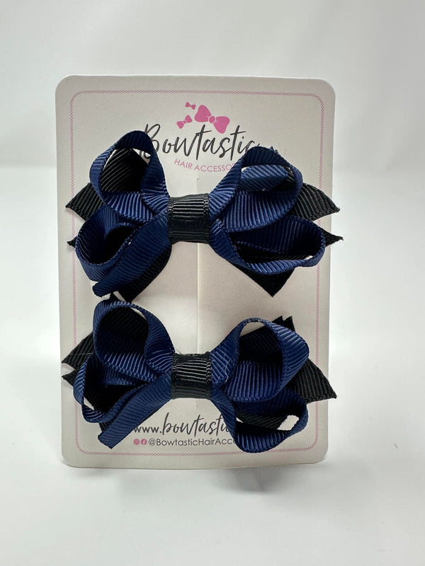 2 Inch Bows - Navy & Black - 2 Pack