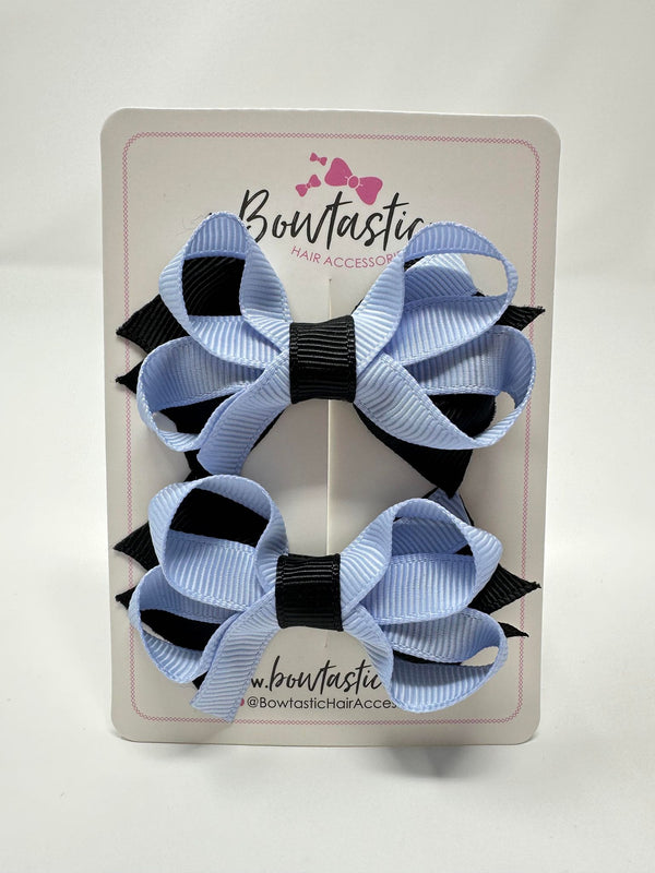 2 Inch Bows - Black & Bluebell - 2 Pack