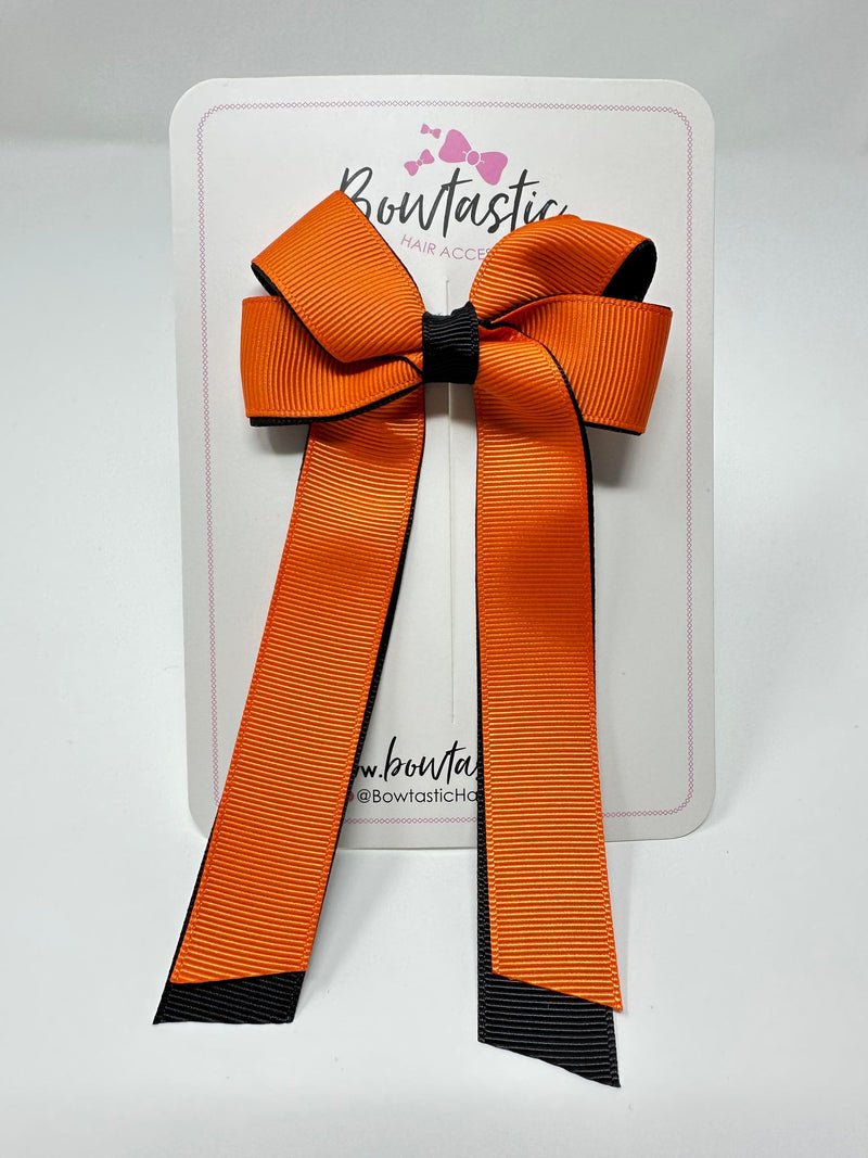 3 Inch Twist Tail Bow - Orange & Black