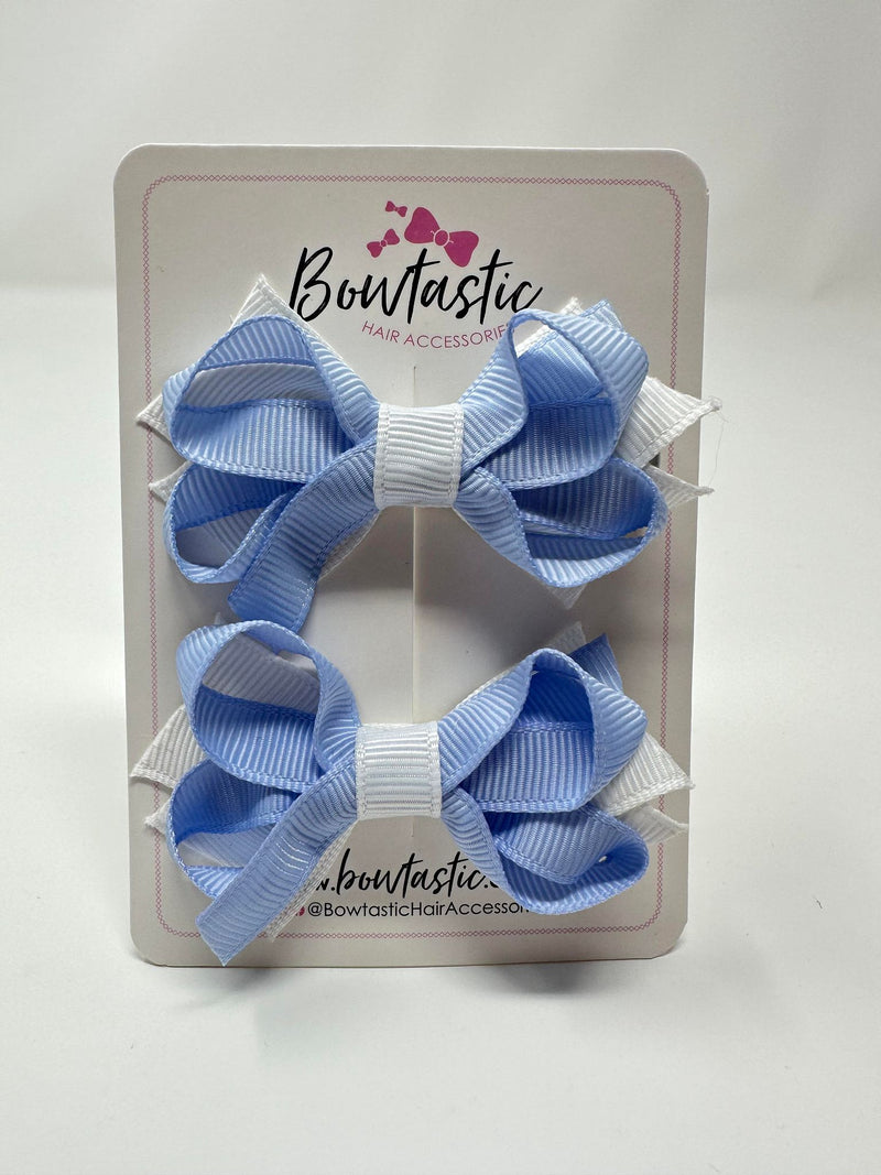 2 Inch Bows - Bluebell & White - 2 Pack