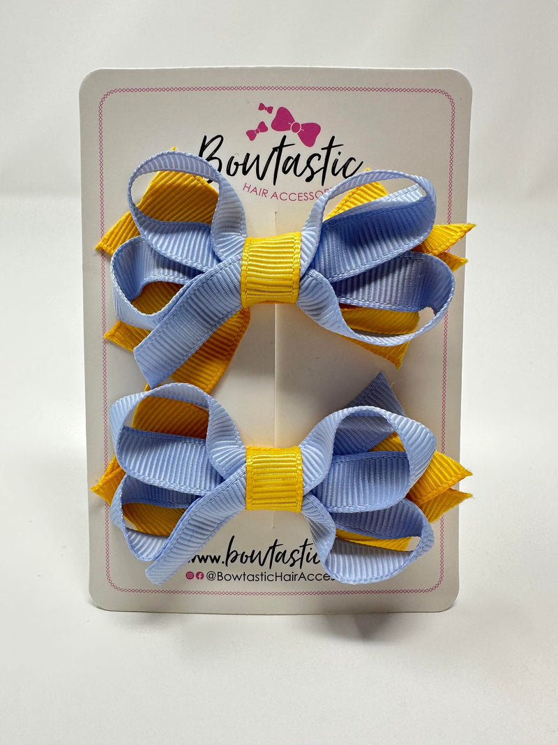 2 Inch Bows - Bluebell & Yellow Gold - 2 Pack