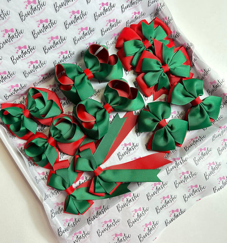 School Bundle - 5 Matching Pairs - Forest Green & Red - Clips