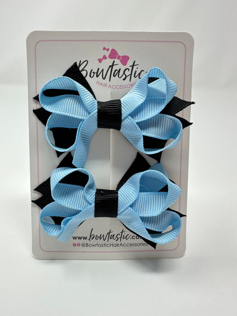 2 Inch Bows - Black & Blue Topaz - 2 Pack