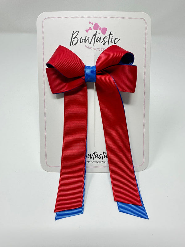 3 Inch Twist Tail Bow - Red & Royal Blue