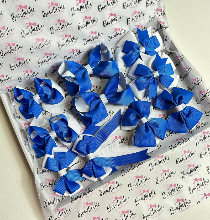 School Bundle - 5 Matching Pairs - Royal Blue & White - Clips