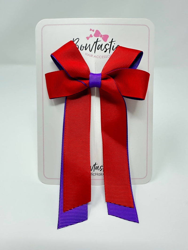 3 Inch Twist Tail Bow - Purple & Red