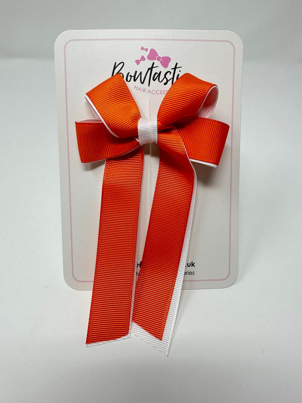 3 Inch Twist Tail Bow - Orange & White