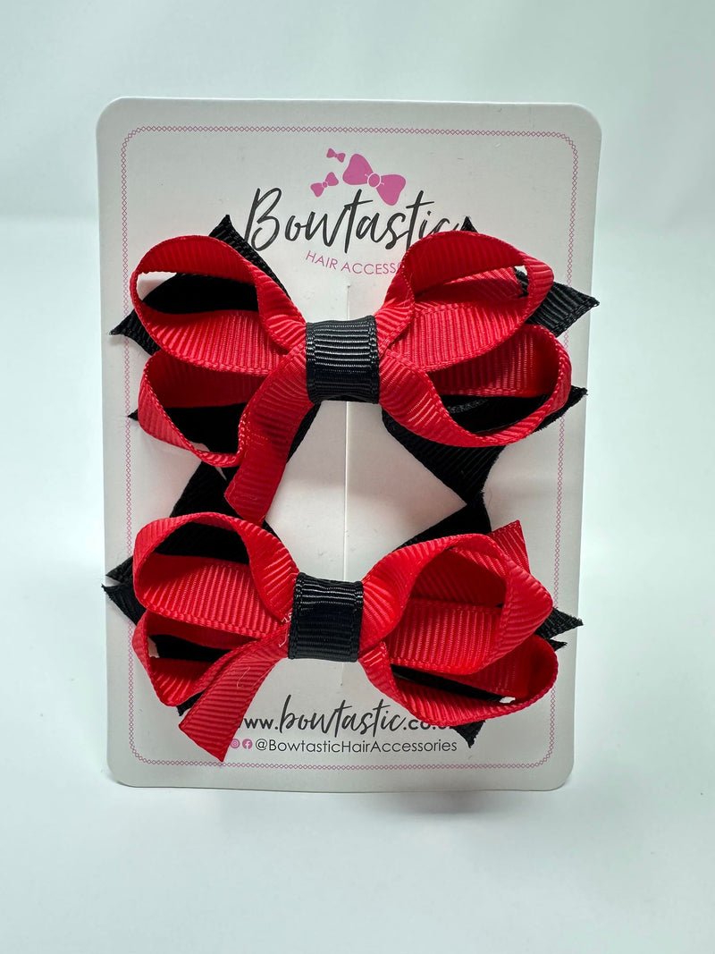 2 Inch Bows - Red & Black - 2 Pack